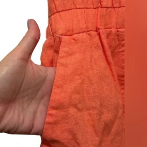 NWT Short Sleeve Linen Romper Coral Pink Women's 0 XS Shorts Universal Thread - Picture 8 of 11